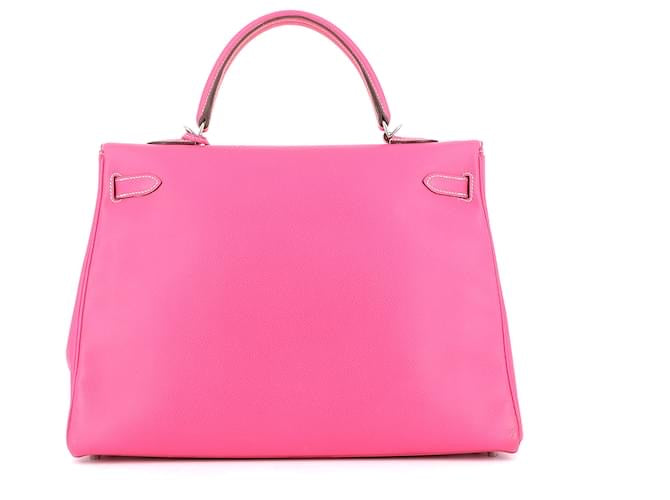 SAC HERMÈS KELLY RETOURNE EN VRAI CUIR ROSE CLAIR