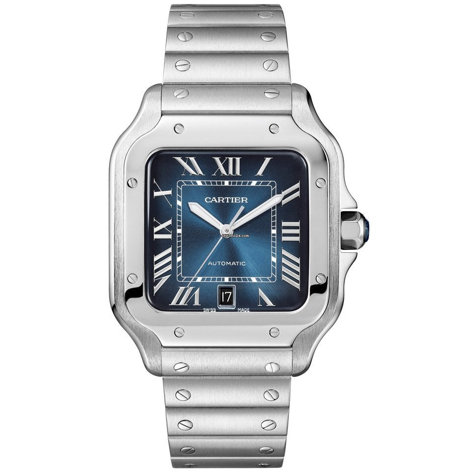 Cartier Santos De Cartier Large Blue Dial Stainless Steel