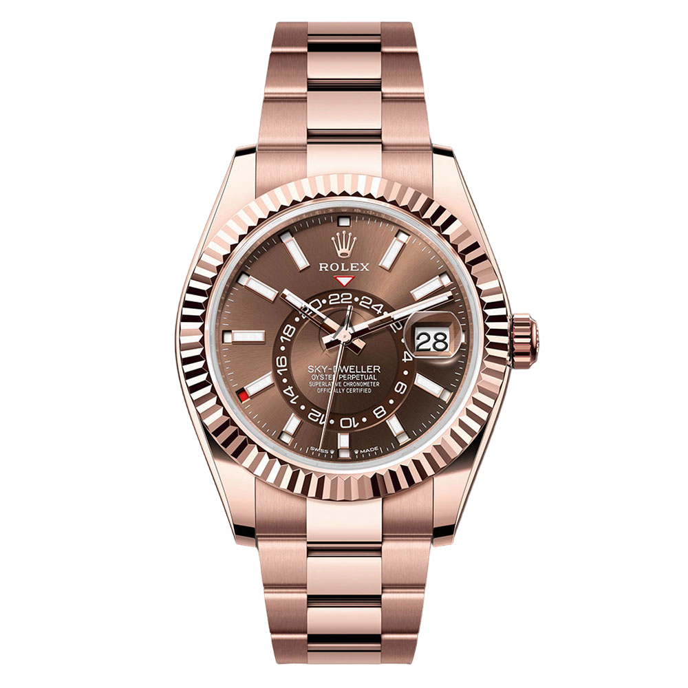 Rolex Sky-Dweller , 18K Rose Gold, Chocolate Index Dial, 42 mm