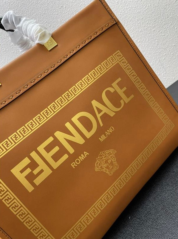 Fendi x Versace Fendace Convertible Sunshine Shopper Tote Printed Leather Medium