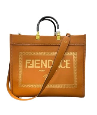 Fendi x Versace Fendace Convertible Sunshine Shopper Tote Printed Leather Medium