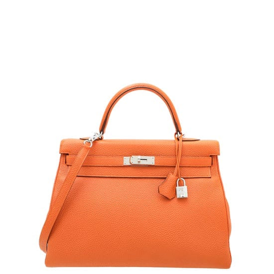 SAC HERMÈS KELLY RETOURNE EN
VRAI CUIR ORANGE