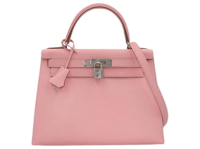 SAC HERMÈS KELLY RETOURNE EN VRAI CUIR ROSE