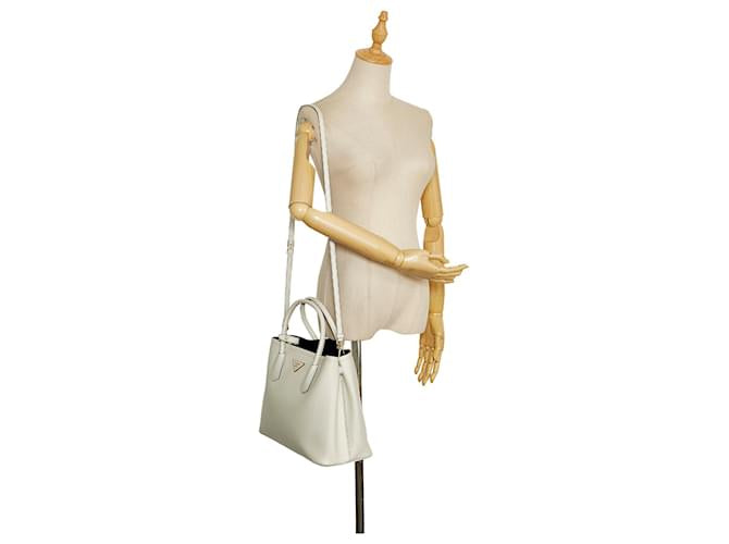 Prada Sac a main en cuir Saffiano blanc