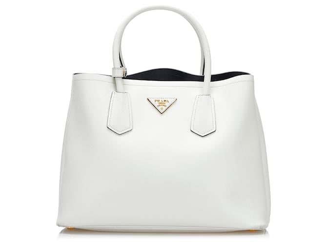 Prada Sac a main en cuir Saffiano blanc