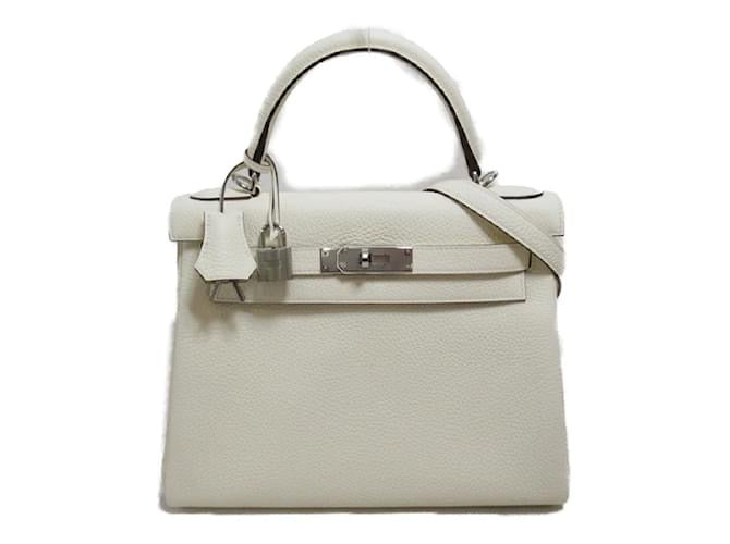 SAC HERMÈS KELLY RETOURNE EN VRAI CUIR BLANC