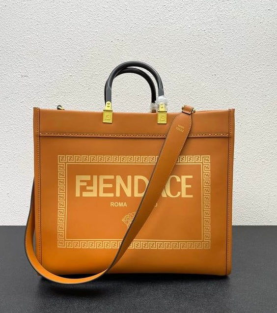 Fendi x Versace Fendace Convertible Sunshine Shopper Tote Printed Leather Medium