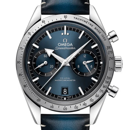 Ω OMEGA  Speedmaster 57 Cuir Bleu