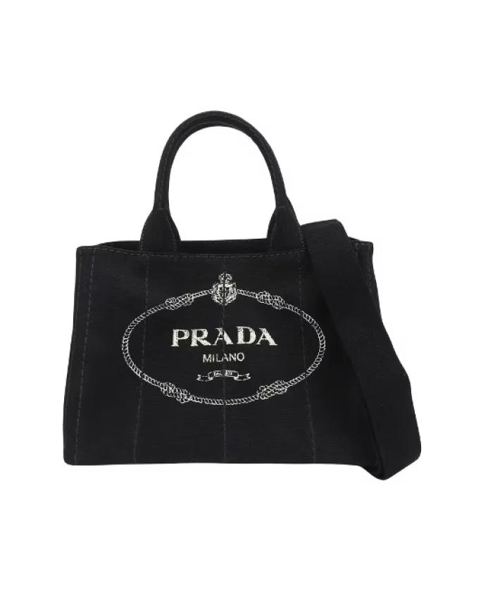 Sac à main Prada noir à logo Canapa