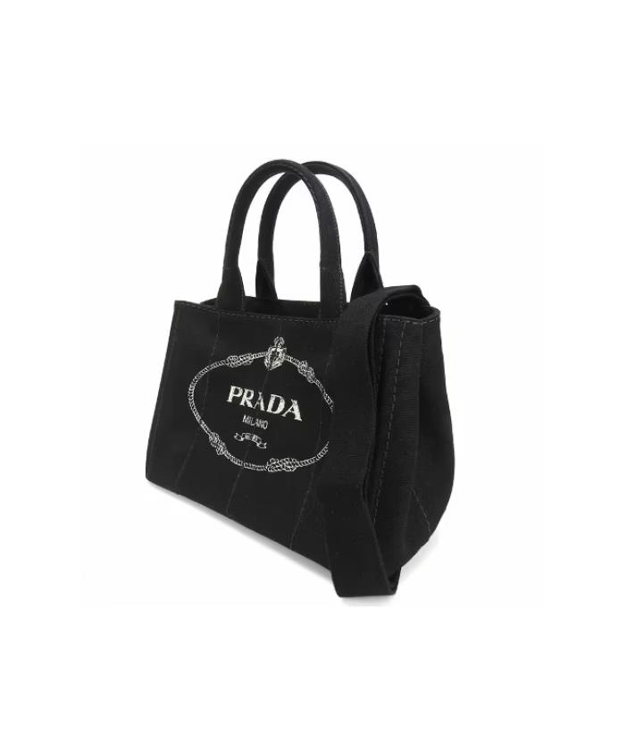 Sac à main Prada noir à logo Canapa