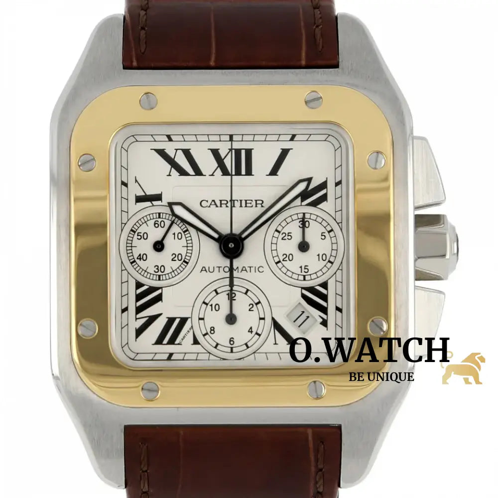 Cartier Santos Chronograph Stainless Steel Bronze Montre