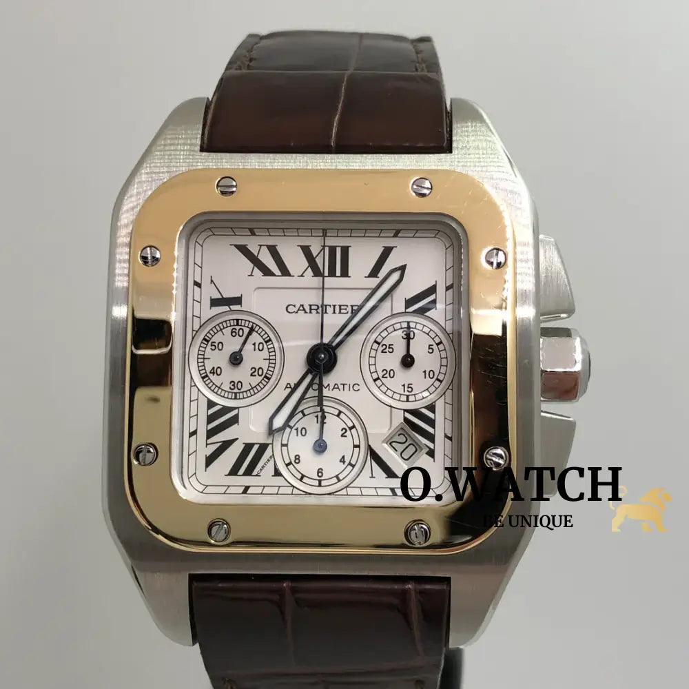 Cartier Santos Chronograph Stainless Steel Bronze Montre