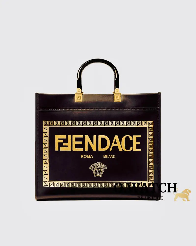 Fendi X Versace Fendace Convertible Sunshine Shopper Tote Printed Leather Medium