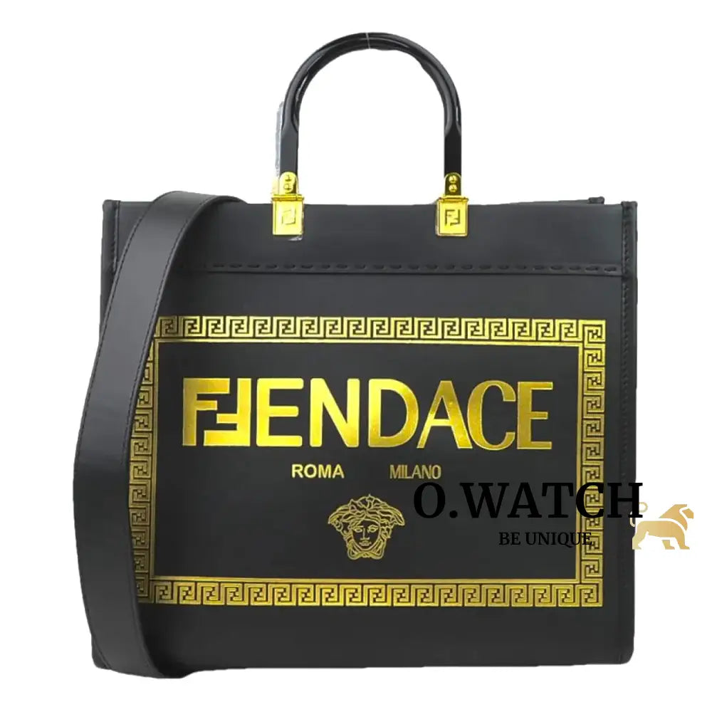 Fendi X Versace Fendace Convertible Sunshine Shopper Tote Printed Leather Medium