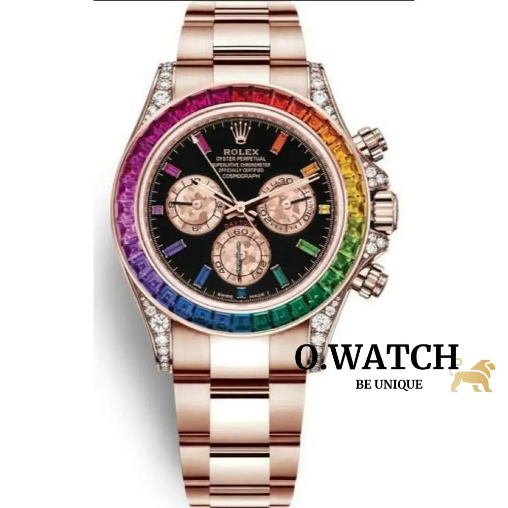 Homme Rolex Daytona Rainbow Rose Gold Montre