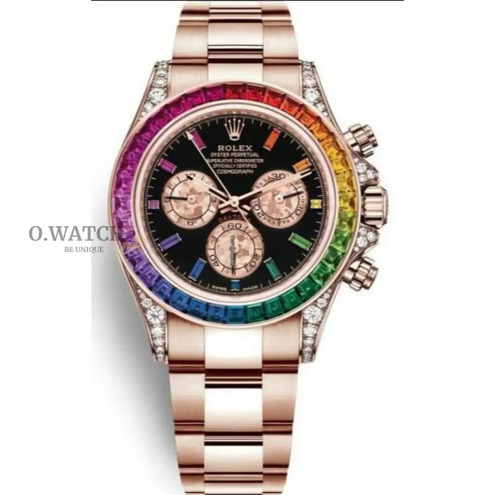 Homme Rolex Daytona Rainbow Rose Gold Montre