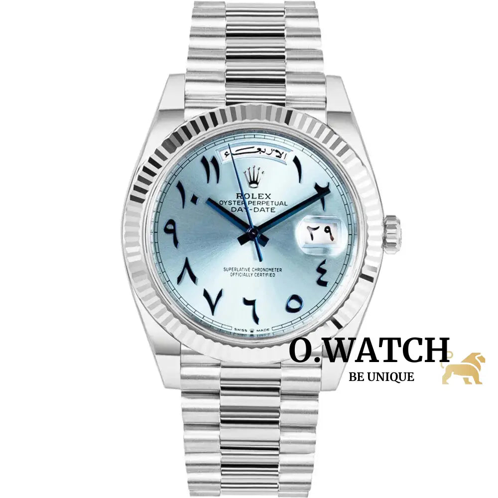 Rolex Day Date Blue Arabic Dial Platinum