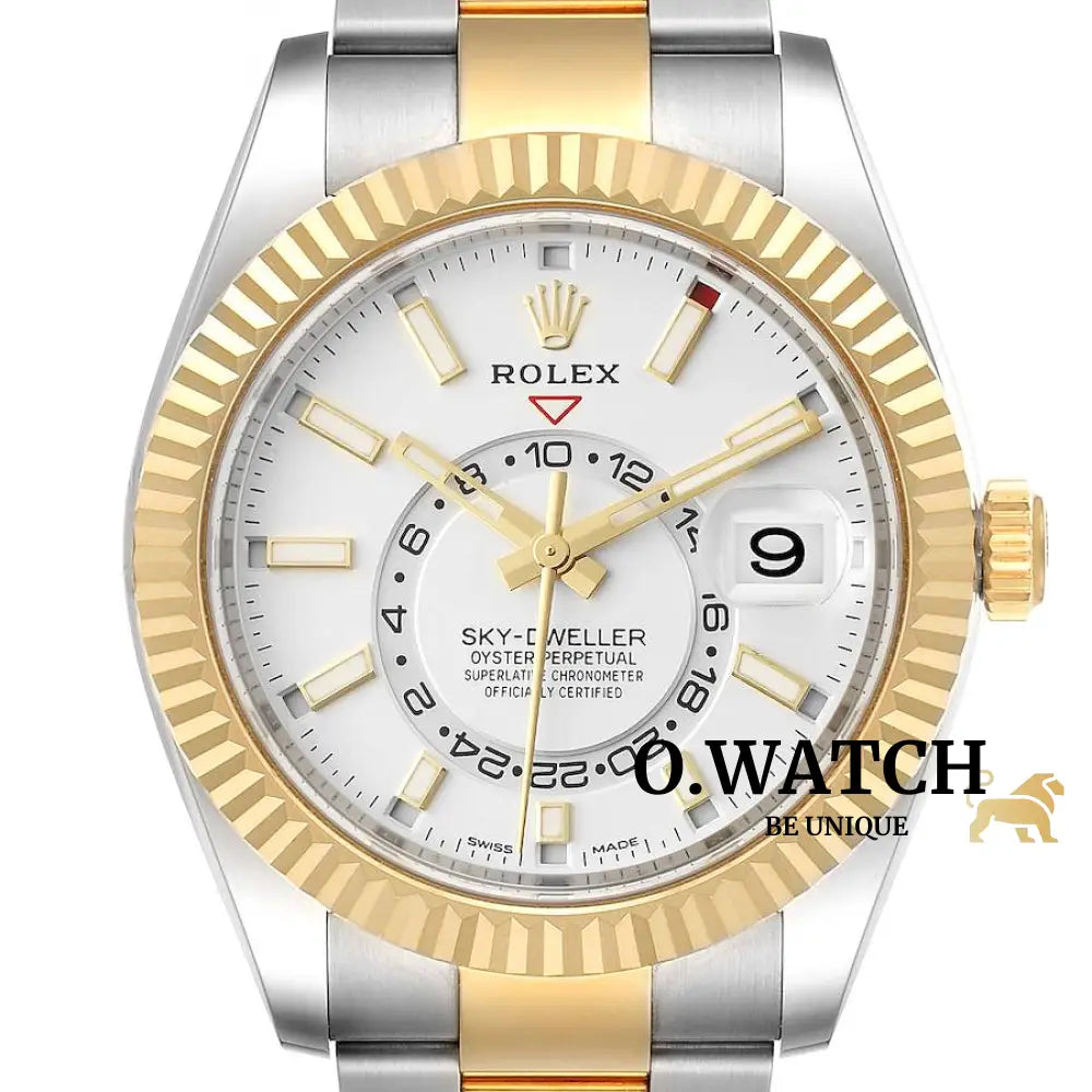 Rolex Sky-Dweller Steel & 18K Yellow Gold White Index Dial 42 Mm