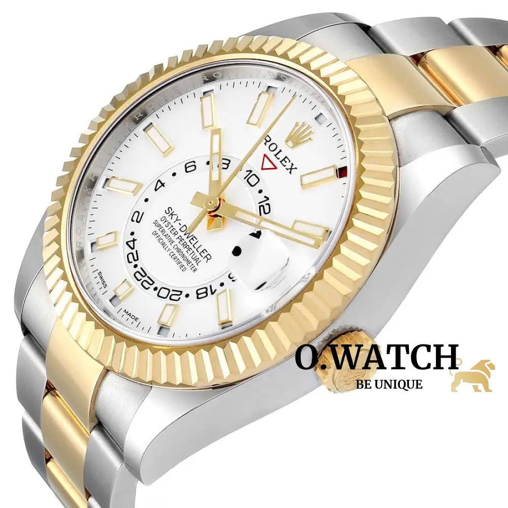 Rolex Sky-Dweller Steel & 18K Yellow Gold White Index Dial 42 Mm