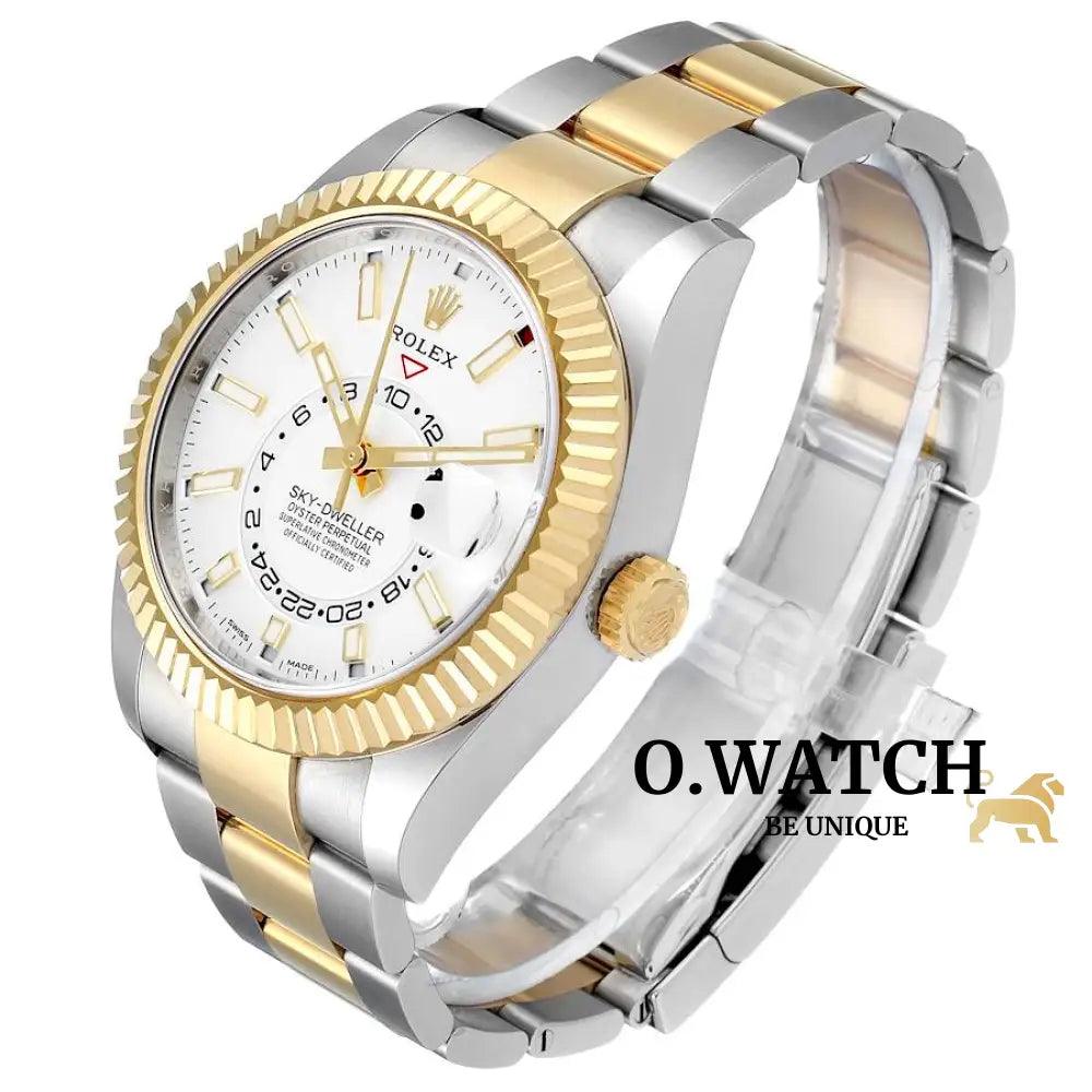 Rolex Sky-Dweller Steel & 18K Yellow Gold White Index Dial 42 Mm