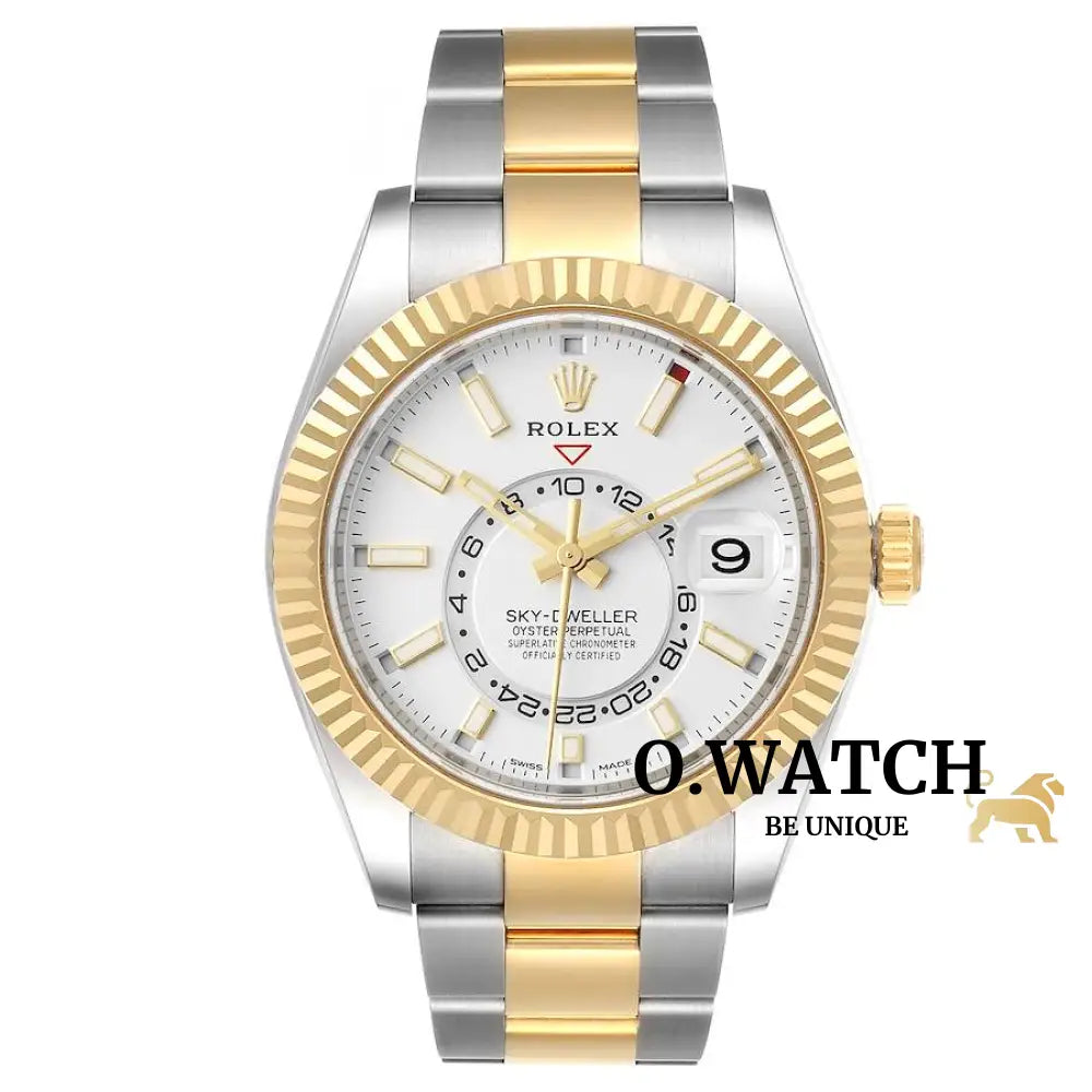 Rolex Sky-Dweller Steel & 18K Yellow Gold White Index Dial 42 Mm