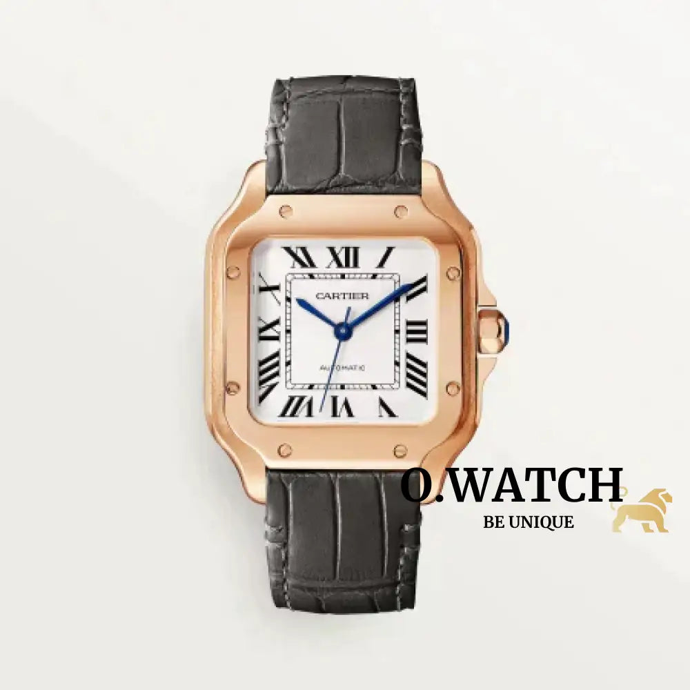 Santos De Cartier Cuir Or Rose Montre Homme