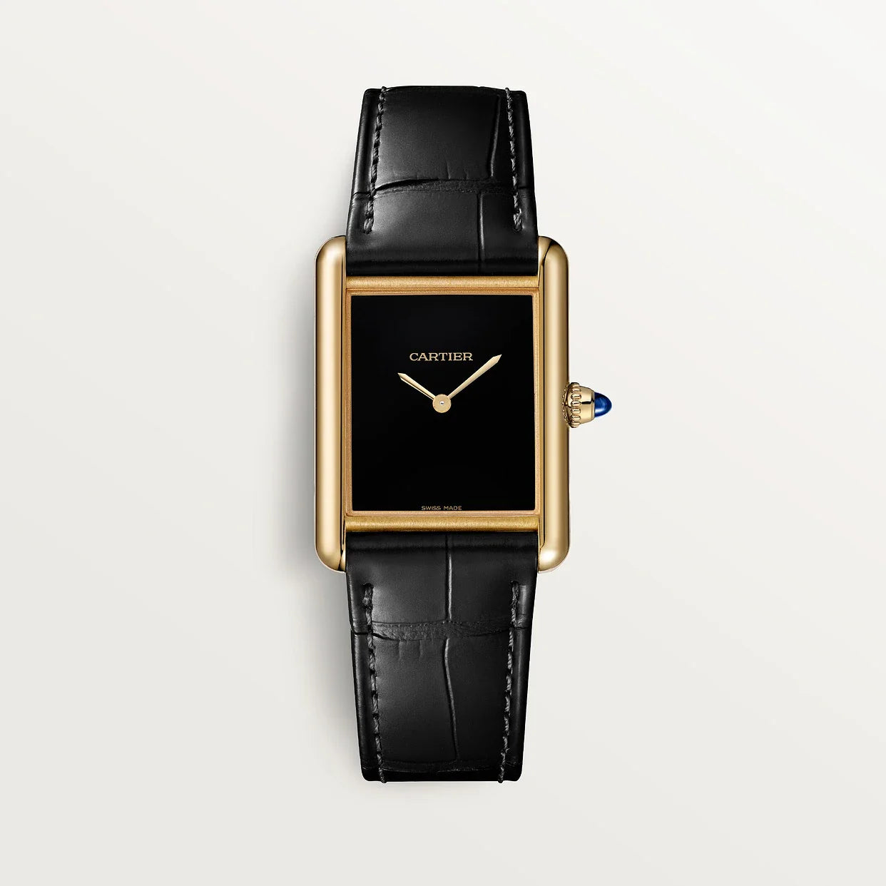 Cartier Tank Louis Large Yellow Gold Black Dial Mens