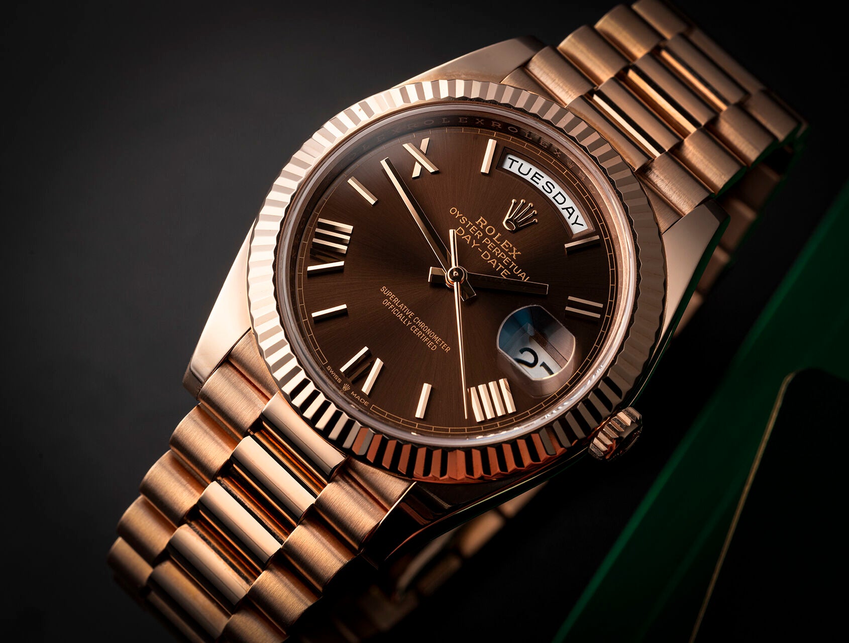 Rolex Day Date 40 Rose Gold Factory chiffre romain