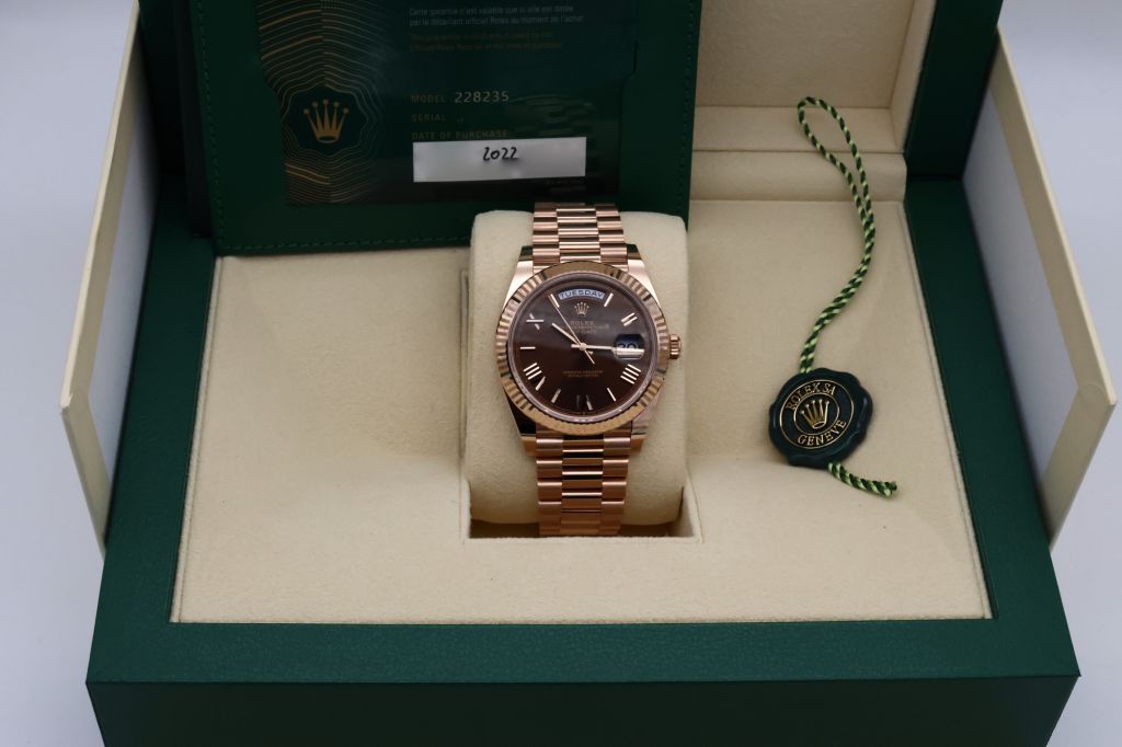 Rolex Day Date 40 Rose Gold Factory Baguette Diamond